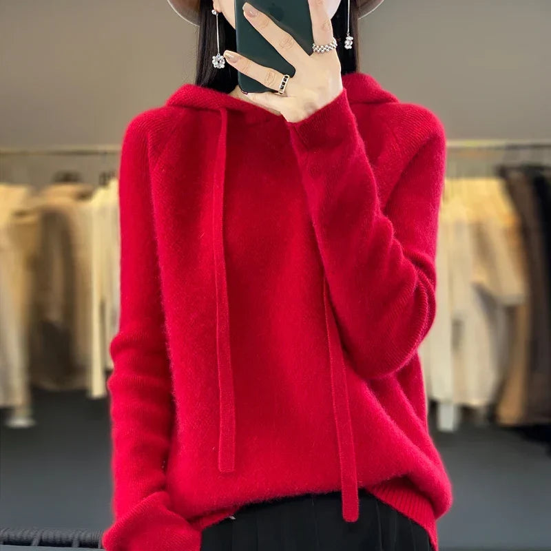 Anselma | Maglione con cappuccio in misto lana merino