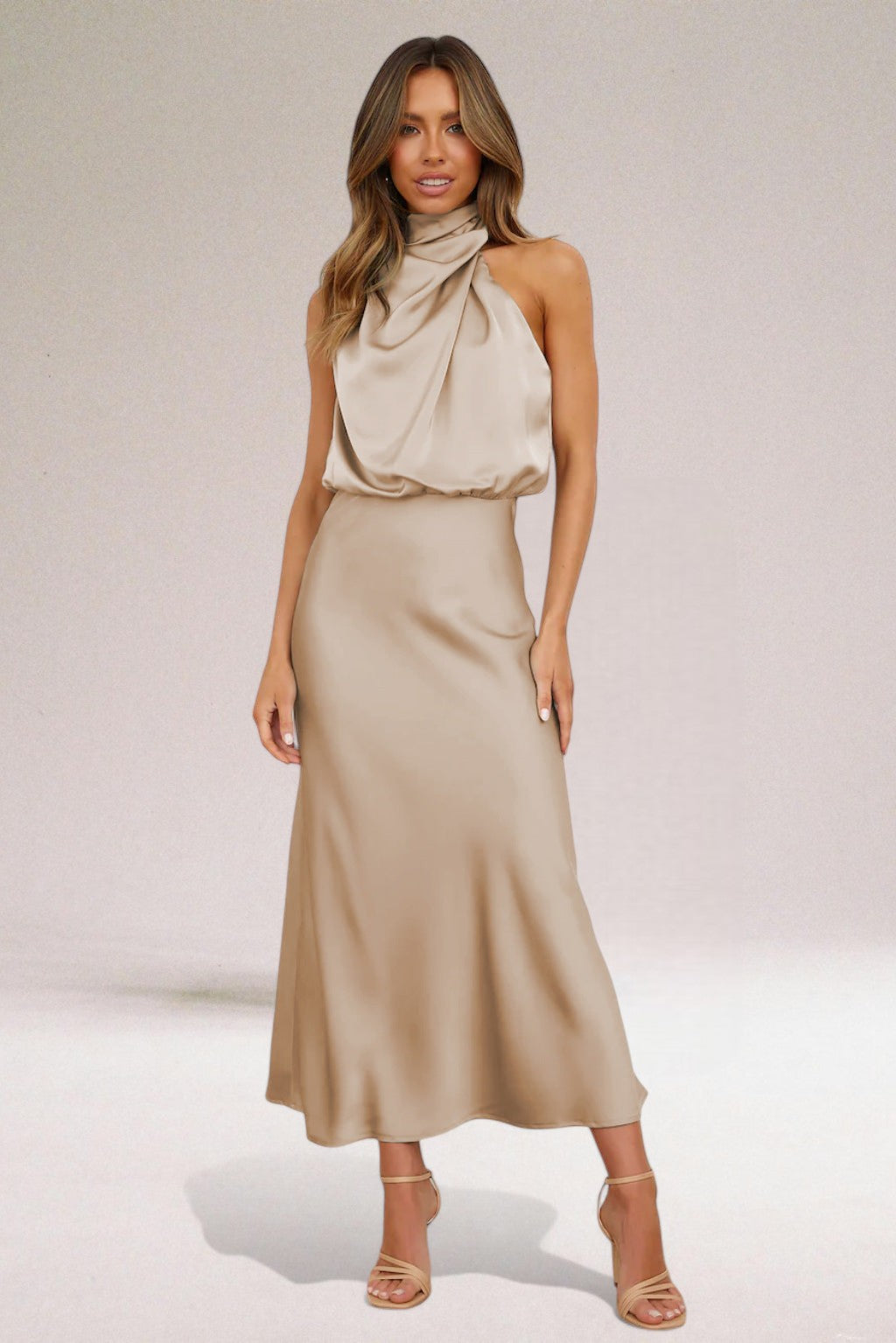 Flavia | Vestito glamour in raso con cavezza