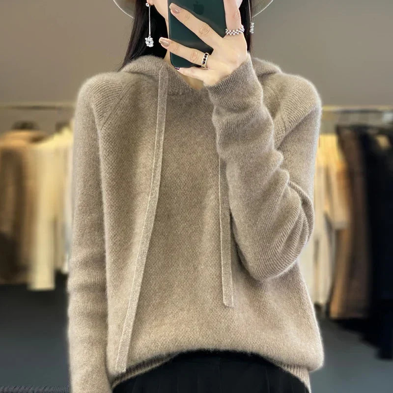 Anselma | Maglione con cappuccio in misto lana merino