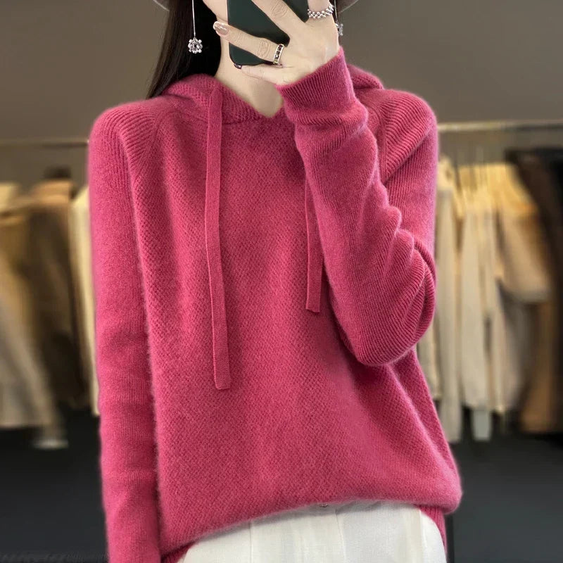 Anselma | Maglione con cappuccio in misto lana merino