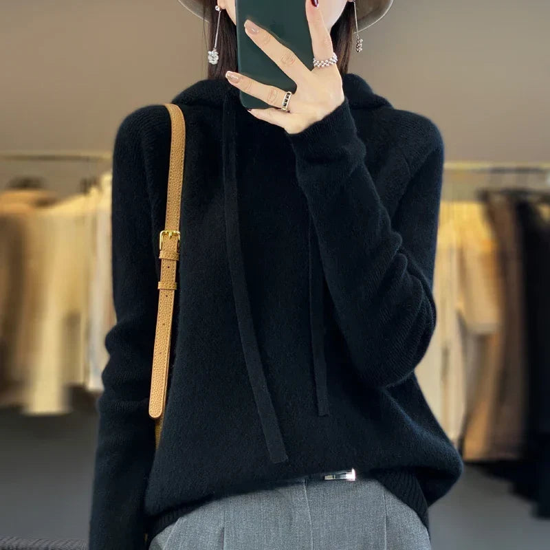 Anselma | Maglione con cappuccio in misto lana merino
