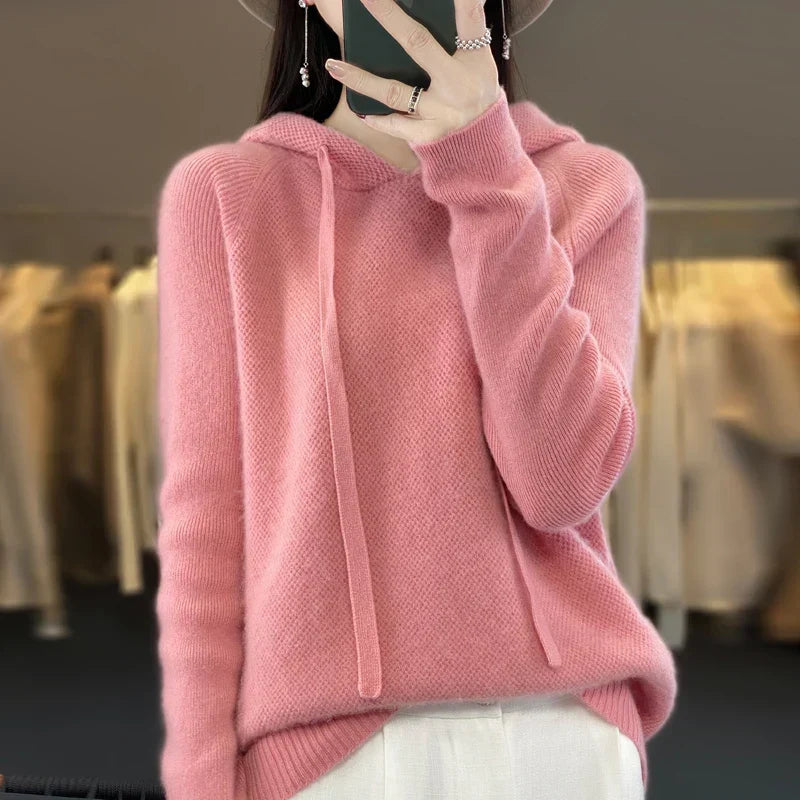 Anselma | Maglione con cappuccio in misto lana merino
