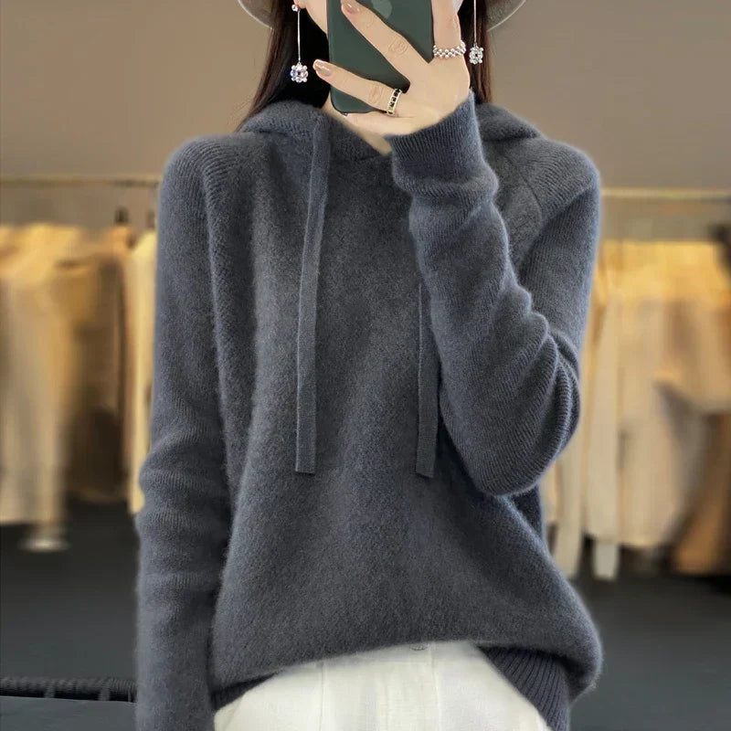 Anselma | Maglione con cappuccio in misto lana merino