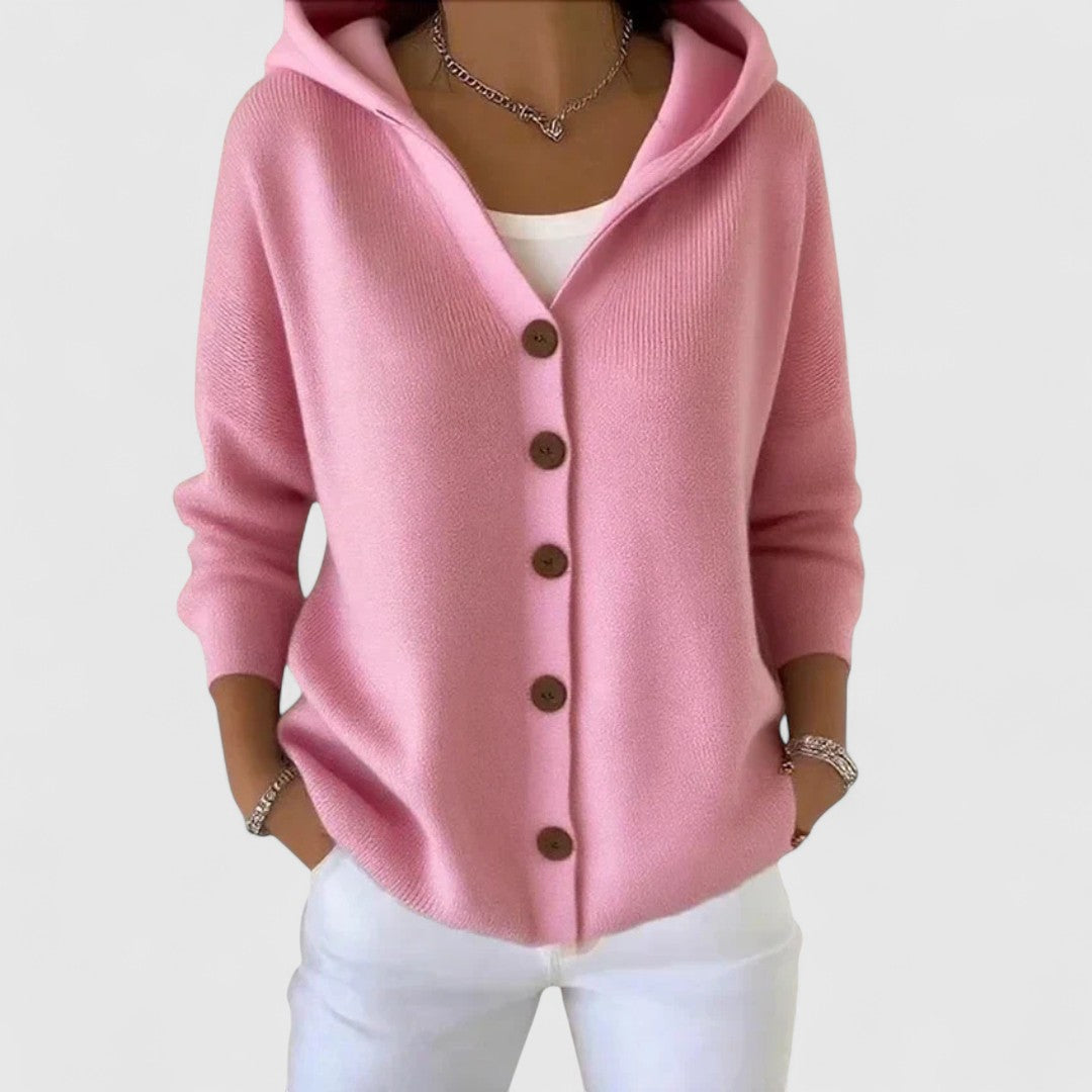 Rhezalynn | Cardigan Elegante con Cappuccio e Bottoni