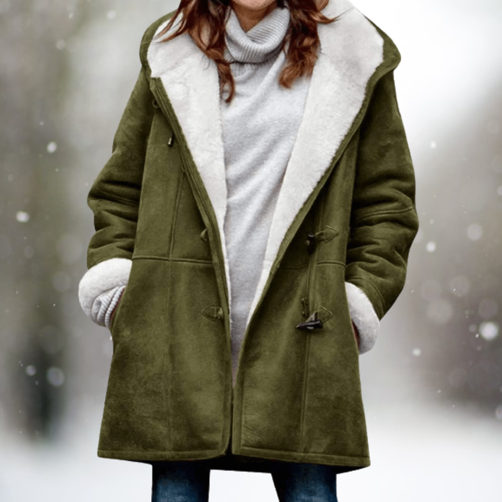 Mila - Giacca in pile scamosciato premium con cappuccio