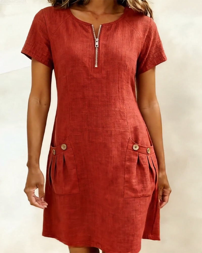 Lina™ | Vestito in Cotone e Lino dalla Linea Femminile