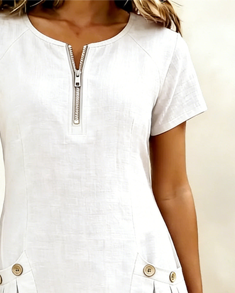 Lina™ | Vestito in Cotone e Lino dalla Linea Femminile