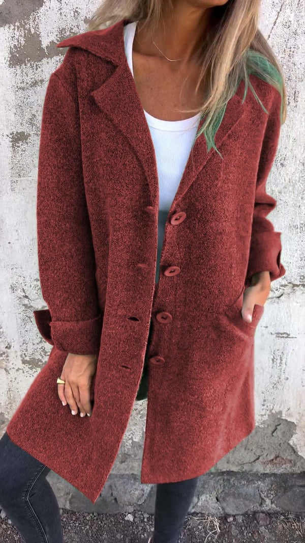 Baylea - Cappotto Elegante Monopetto con Revers in Lana