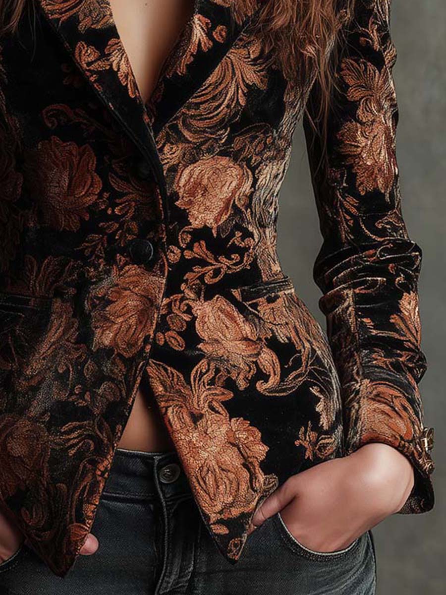 Vittoriana | Blazer in velluto con stampa floreale
