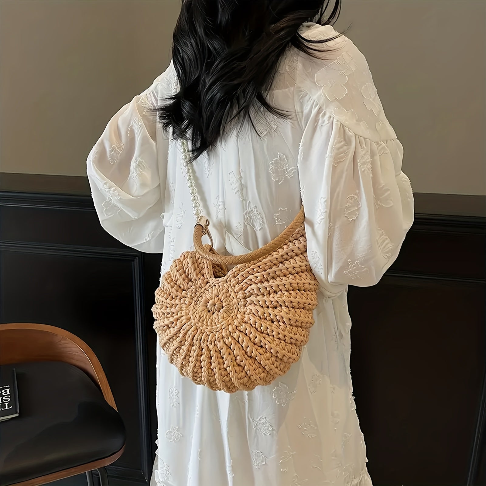Vilma | Borsa Tote Intrecciata con Cinghia a Catena - Kaki