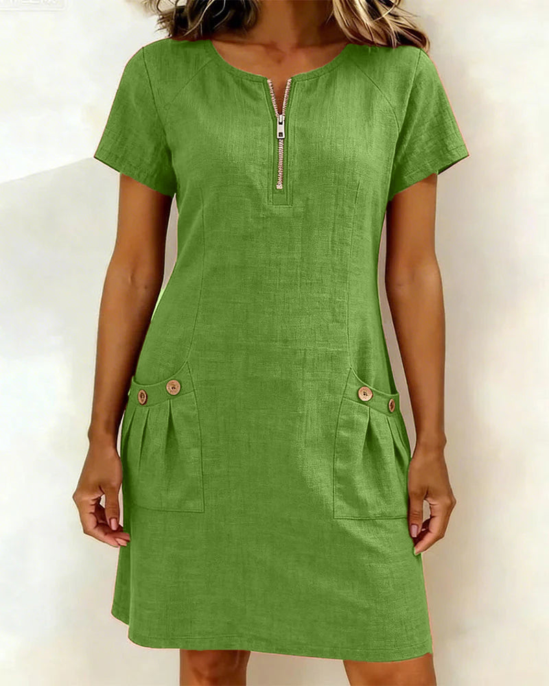 Lina™ | Vestito in Cotone e Lino dalla Linea Femminile