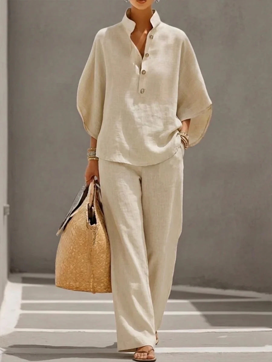 Completo Lino Donna Beige