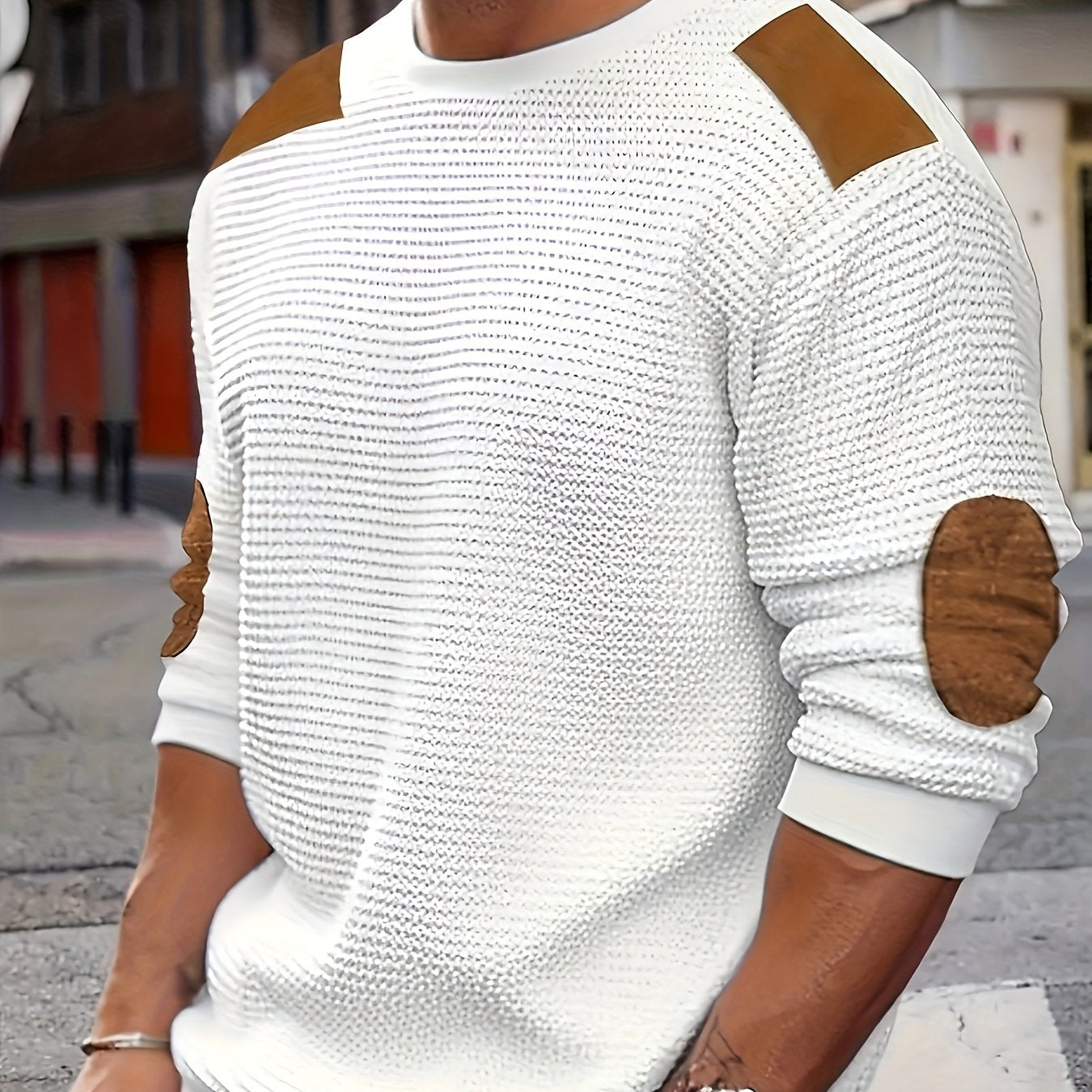 Alveno | Maglione testurizzato con dettagli in pelle.