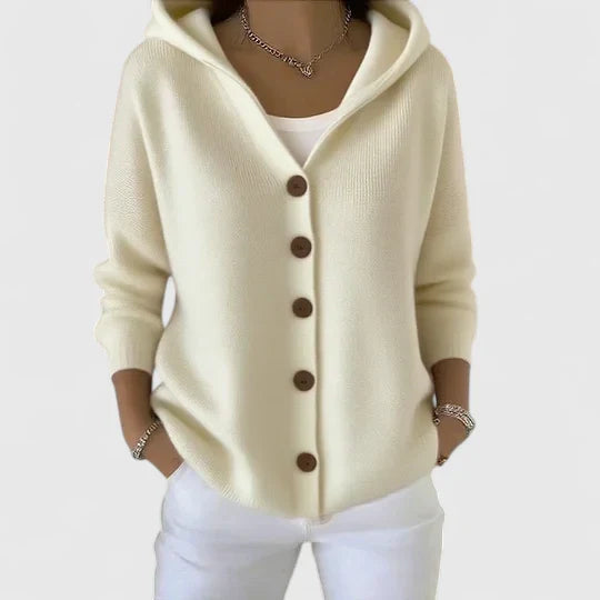 Rhezalynn | Cardigan Elegante con Cappuccio e Bottoni
