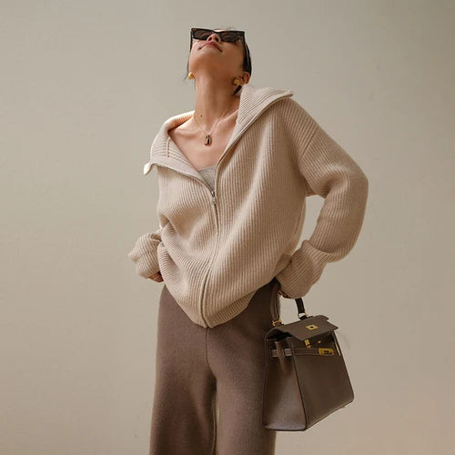 Luisa - Elegante maglione largo con chiusura a zip