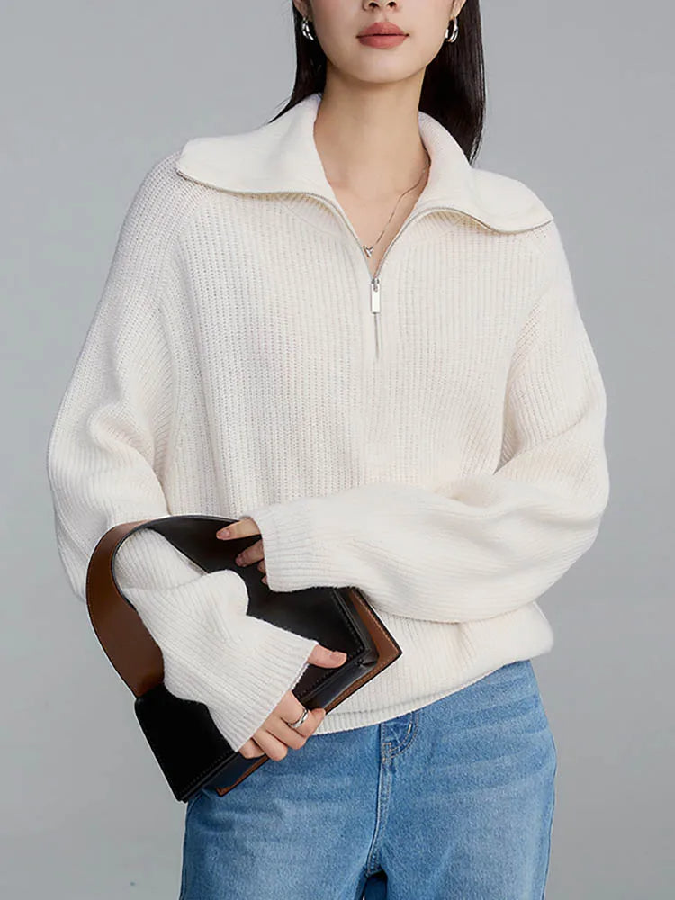 Luisa - Elegante maglione largo con chiusura a zip