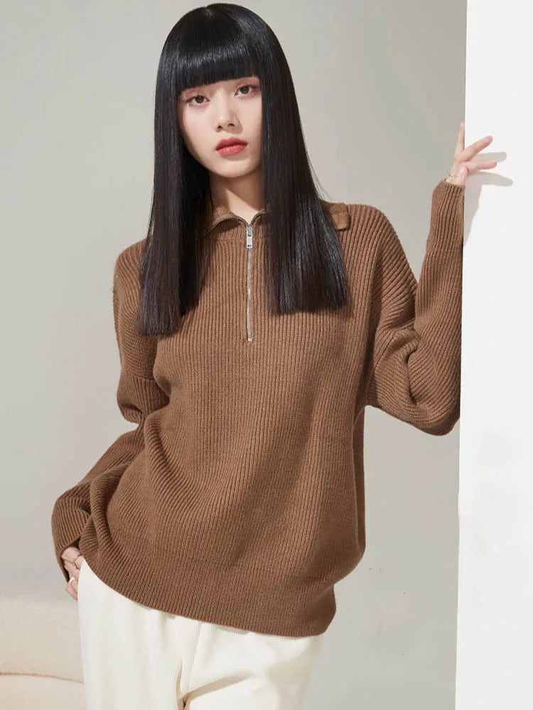 Luisa - Elegante maglione largo con chiusura a zip
