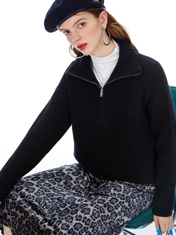 Luisa - Elegante maglione largo con chiusura a zip