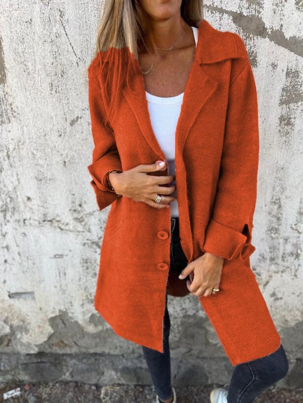 Baylea - Cappotto Elegante Monopetto con Revers in Lana