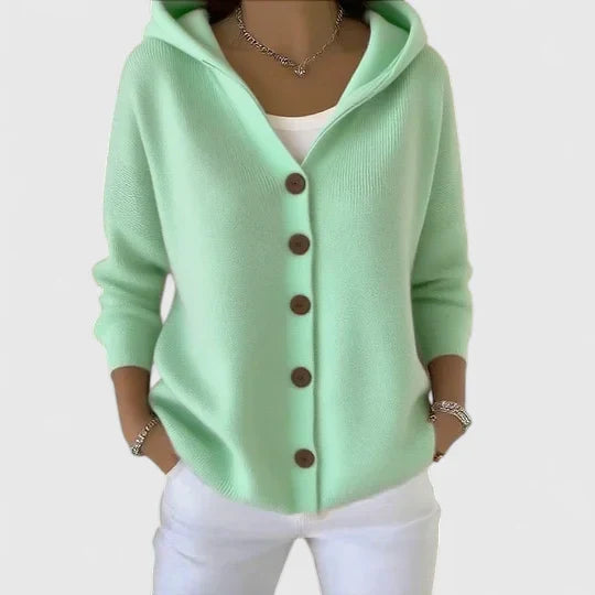 Rhezalynn | Cardigan Elegante con Cappuccio e Bottoni
