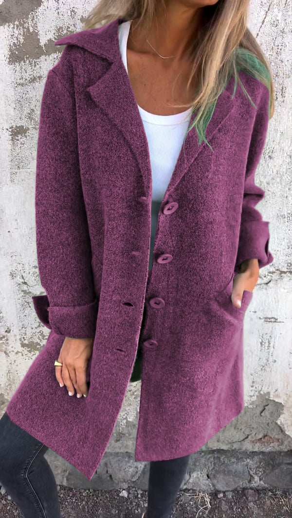 Baylea - Cappotto Elegante Monopetto con Revers in Lana
