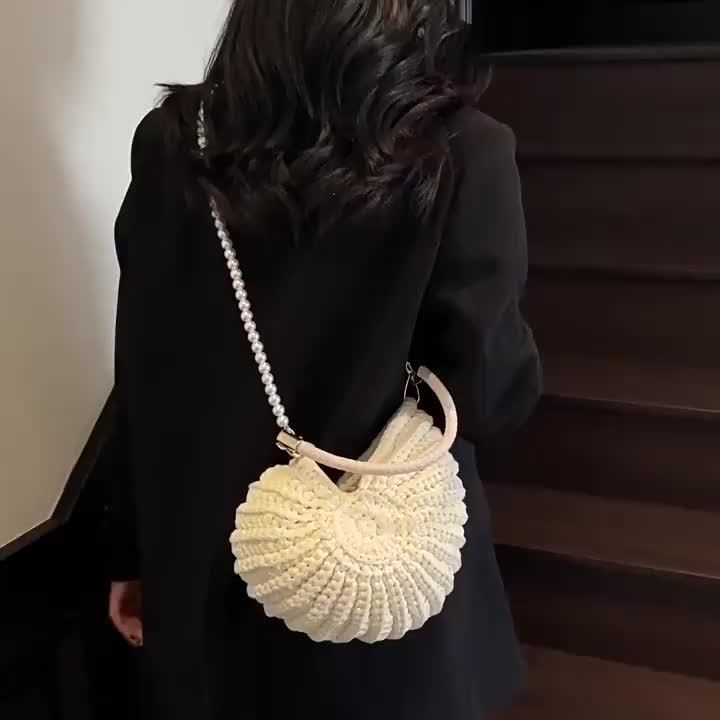 Tamara | Borsa Tote Intrecciata con Cinghia a Catena - Bianco Panna