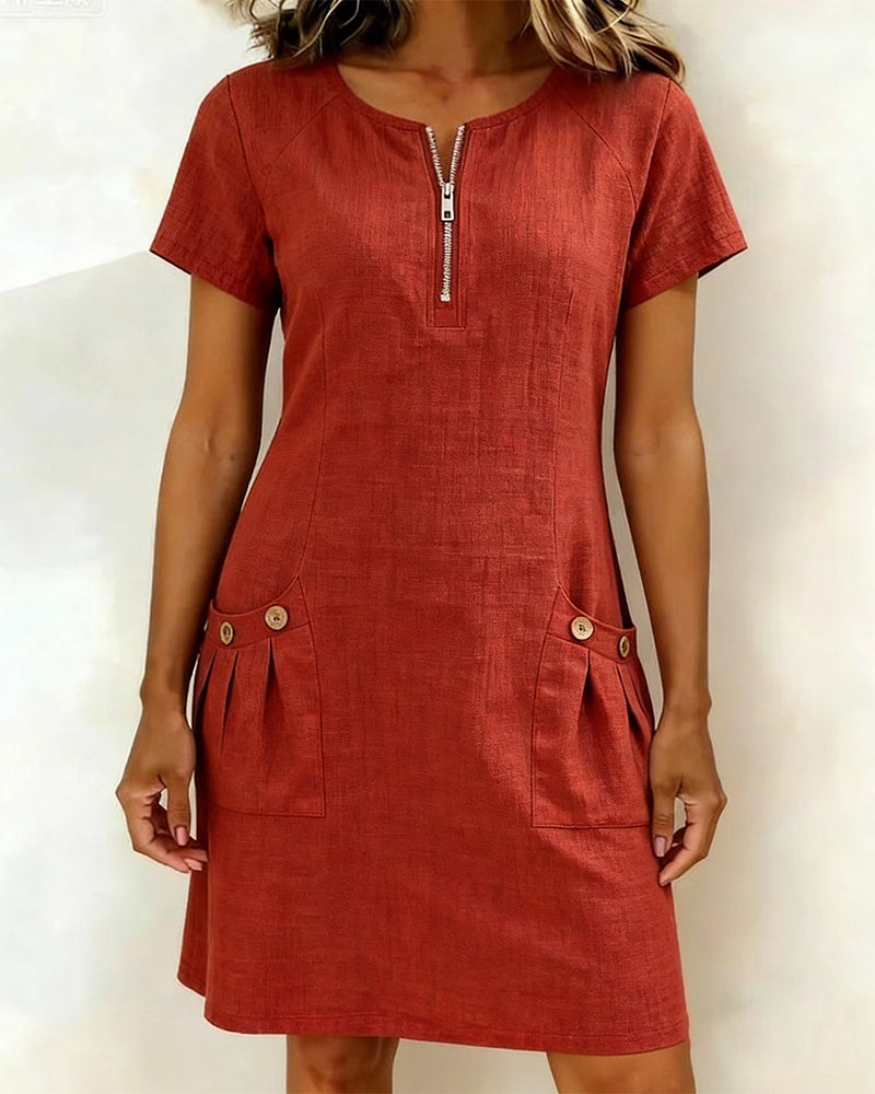 Lina™ | Vestito in Cotone e Lino dalla Linea Femminile