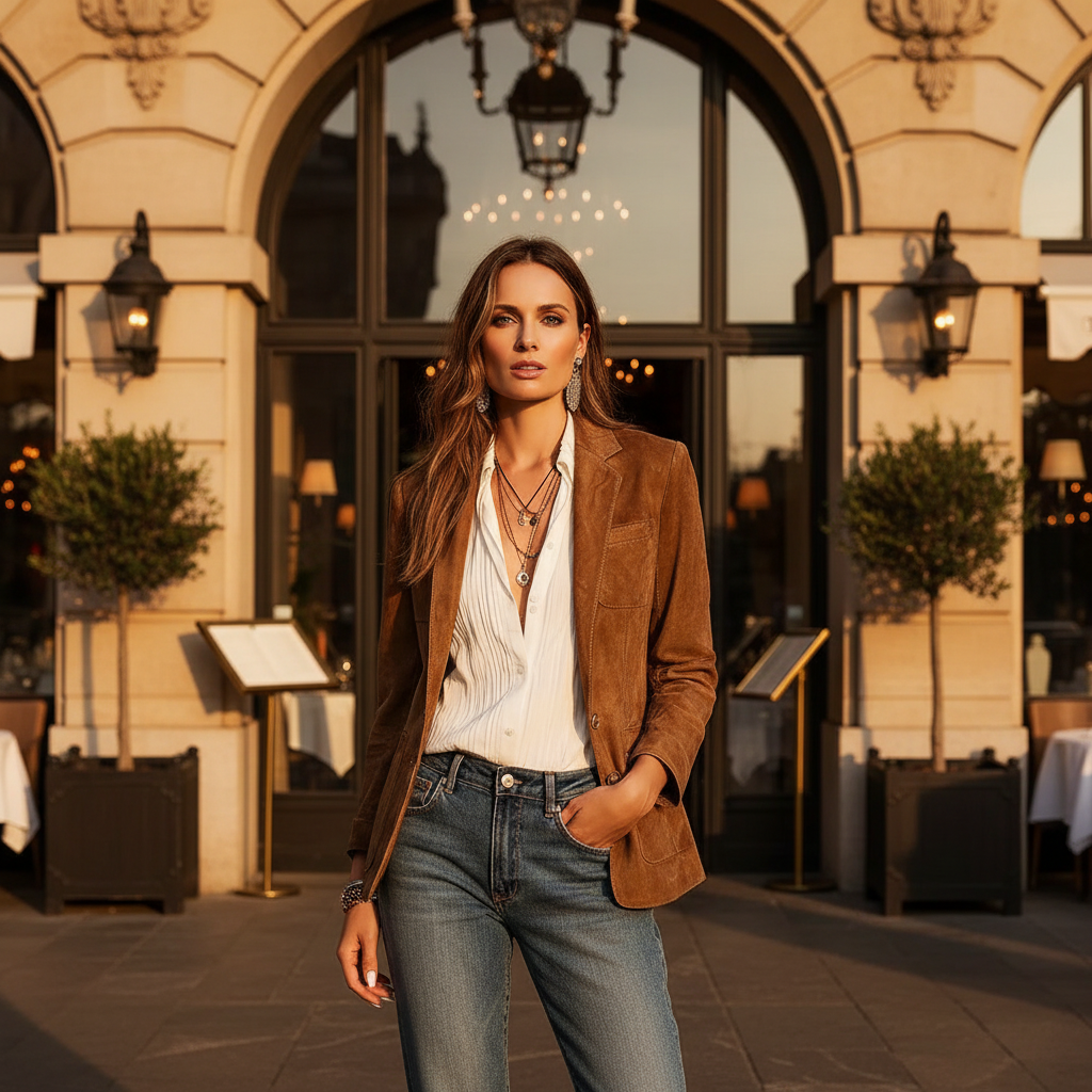 Rachele | Blazer effetto camoscio con bottoni