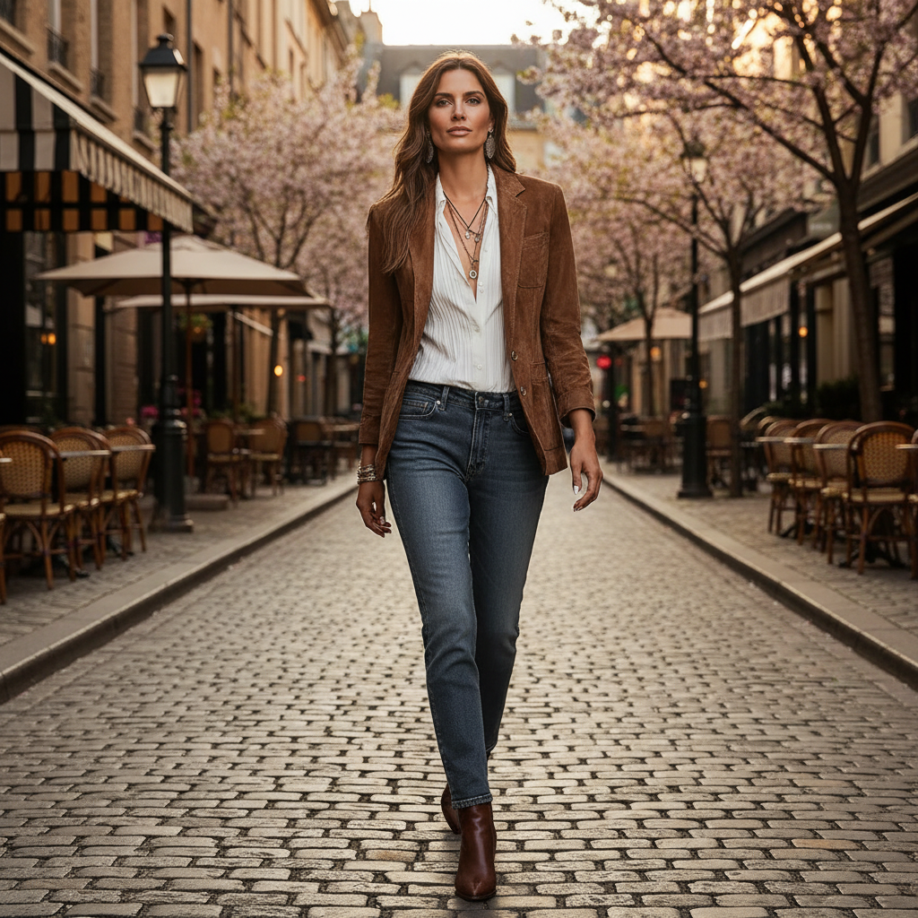 Rachele | Blazer effetto camoscio con bottoni