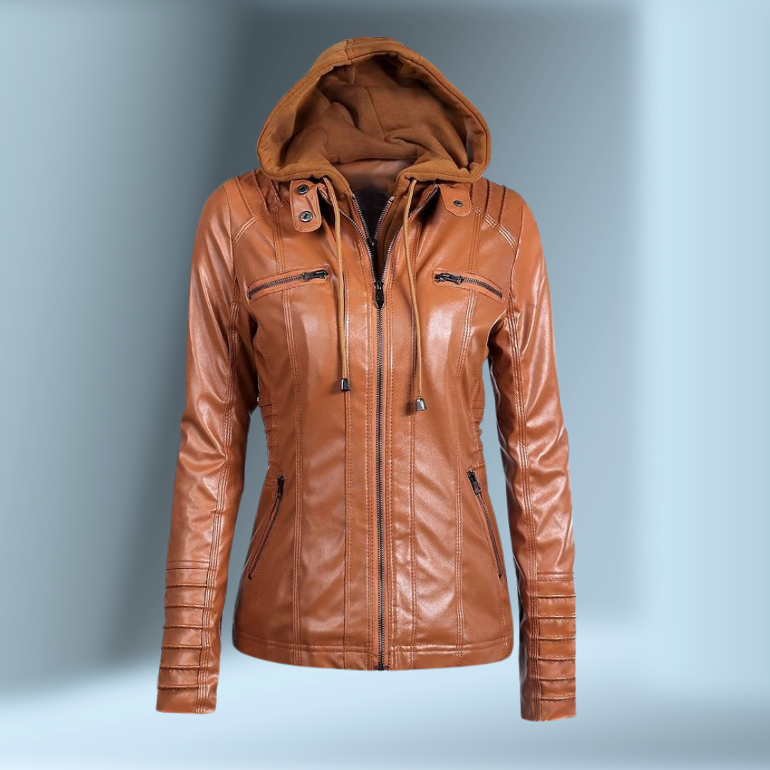 Domenica | Giacca in pelle con cappuccio