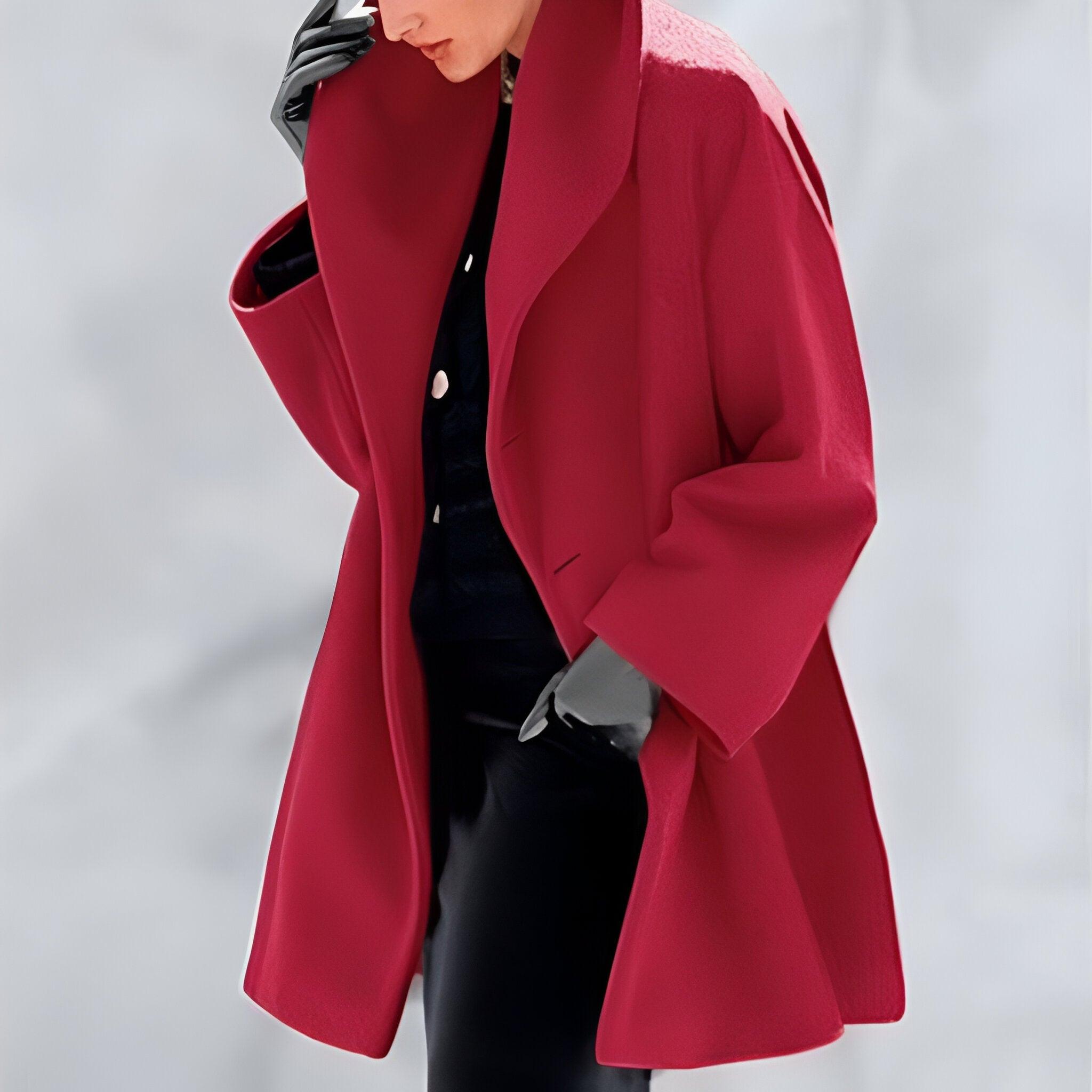 Lena | Cappotto in lana antivento con collo a scialle