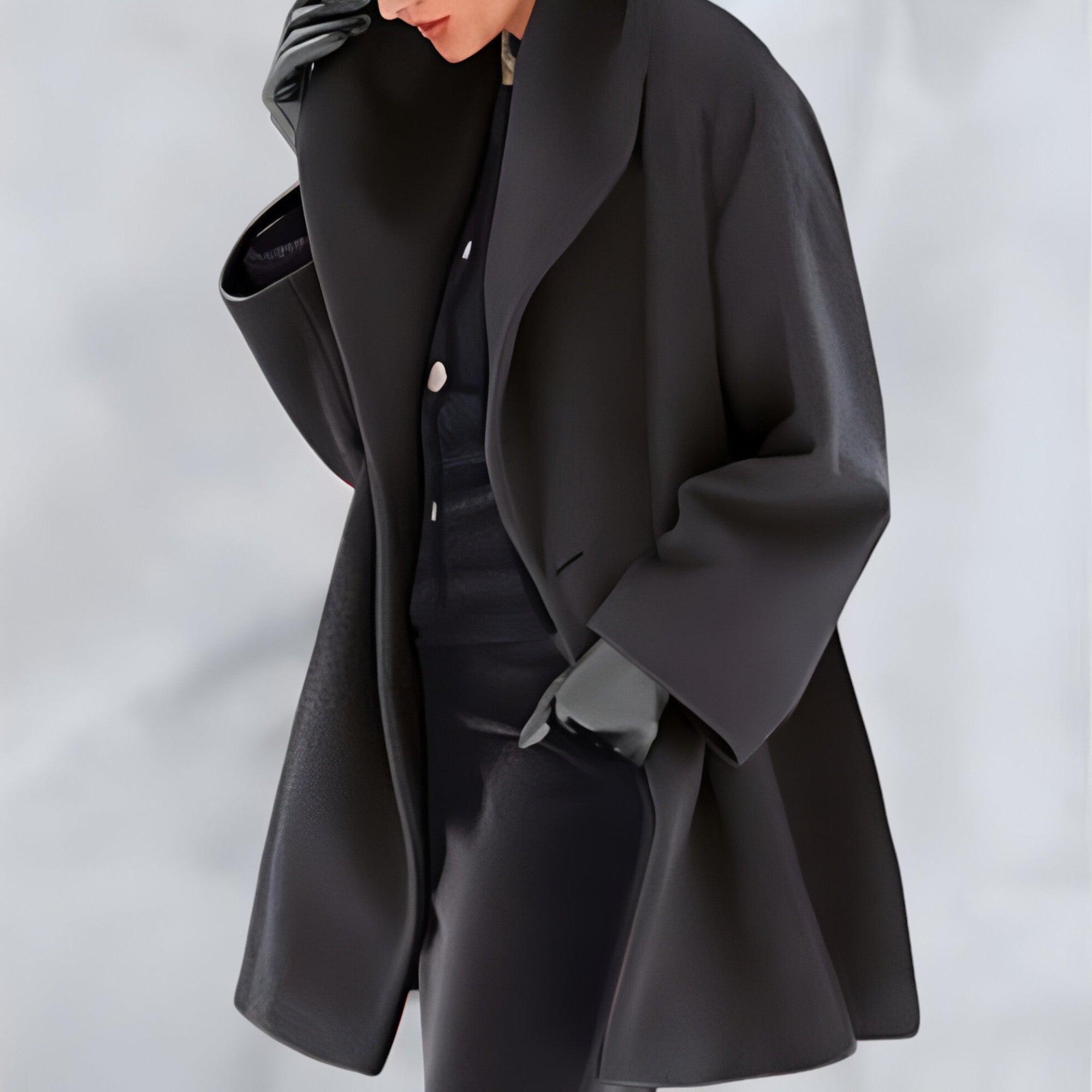 Lena | Cappotto in lana antivento con collo a scialle