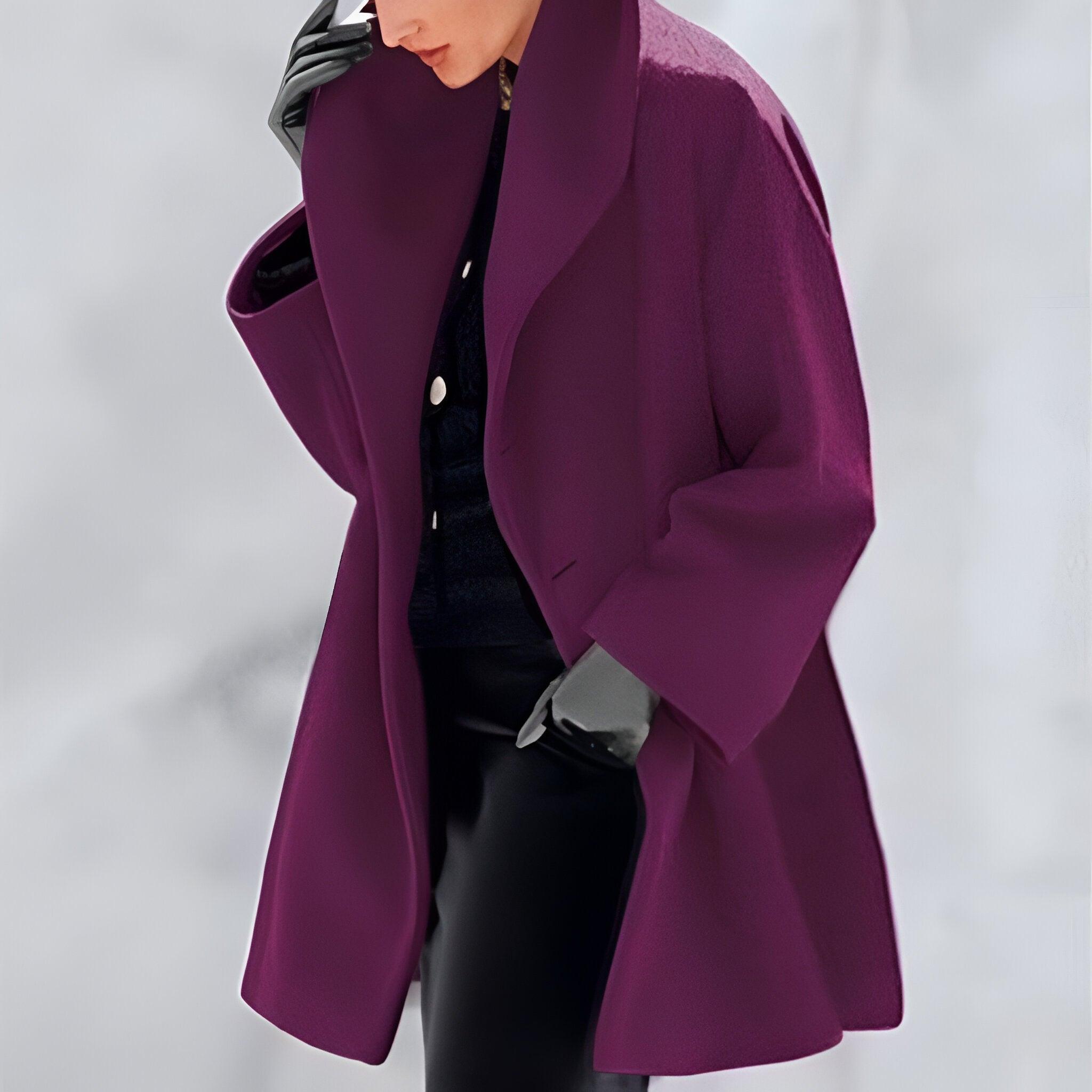 Lena | Cappotto in lana antivento con collo a scialle