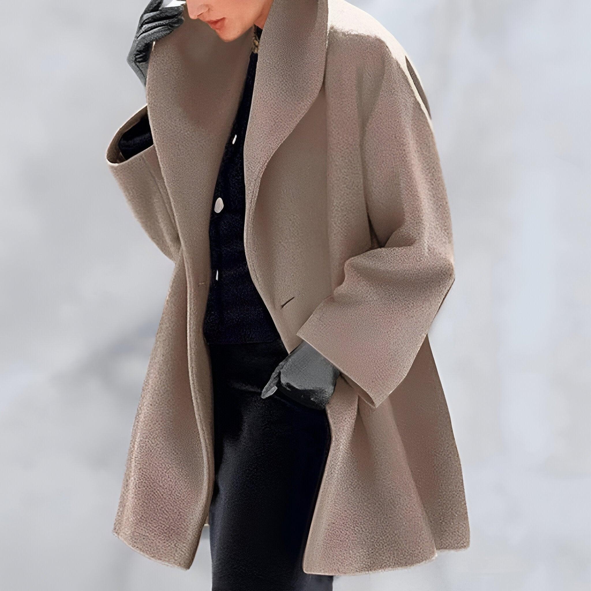 Lena | Cappotto in lana antivento con collo a scialle
