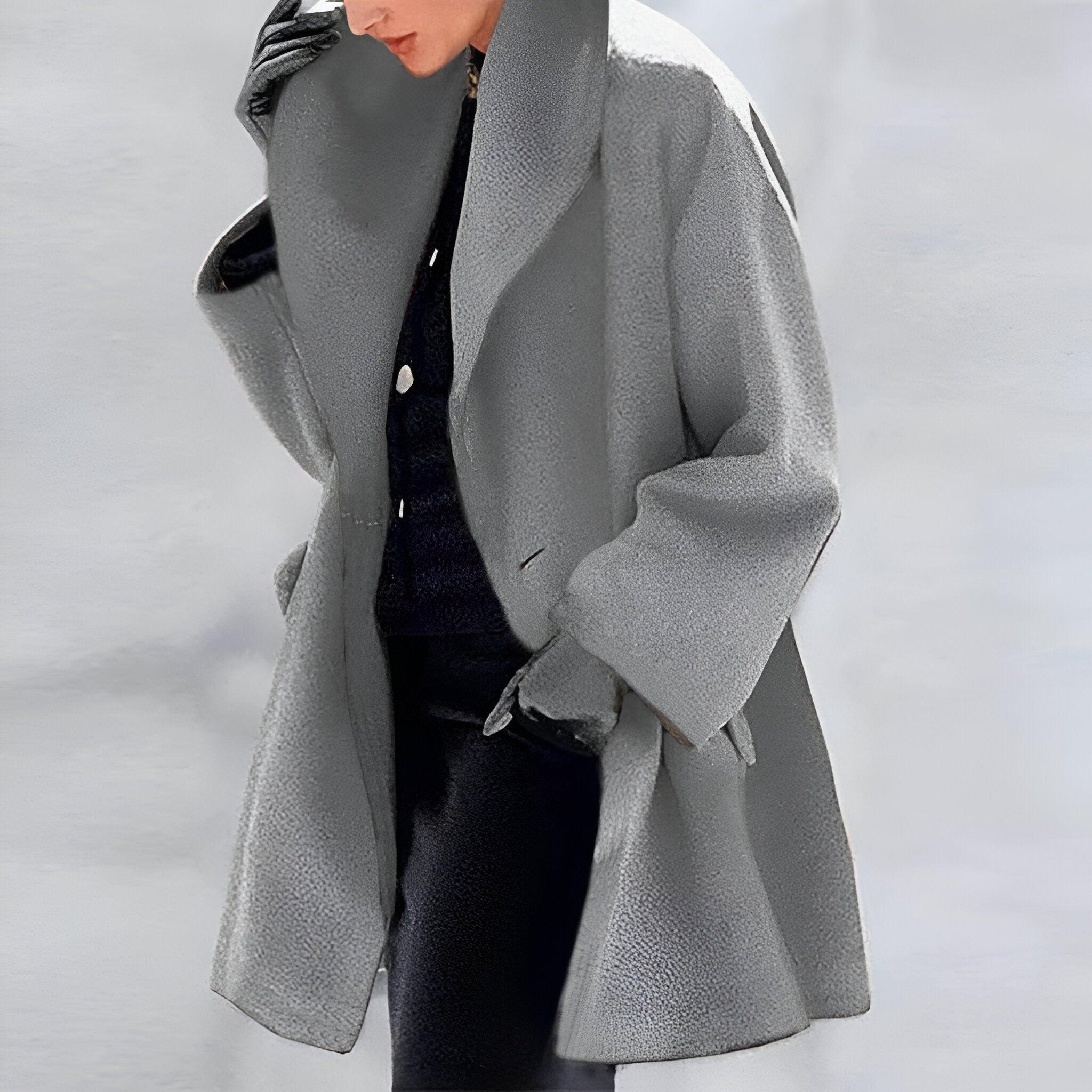 Lena | Cappotto in lana antivento con collo a scialle