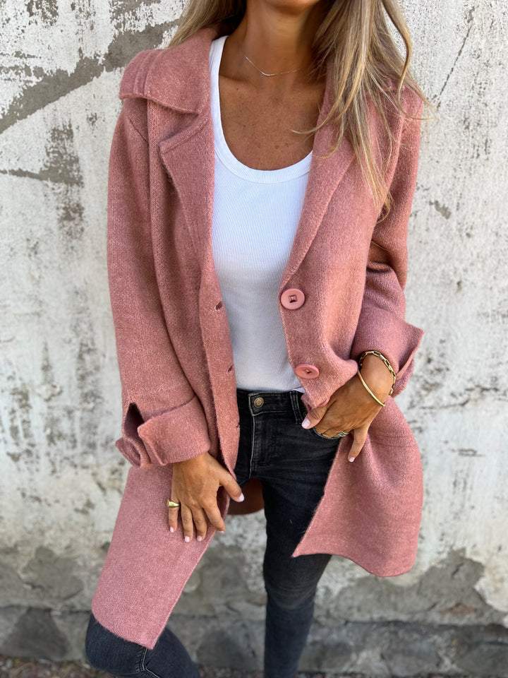 Baylea - Cappotto Elegante Monopetto con Revers in Lana
