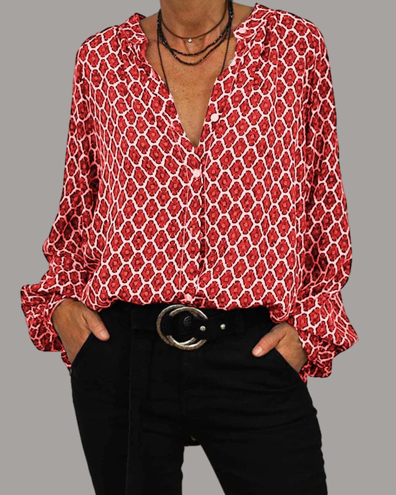 Nunzia - Camicia midi rilassata con scollo a V