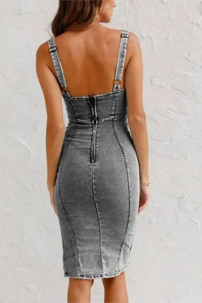 Anna | Abito denim con spalline regolabili