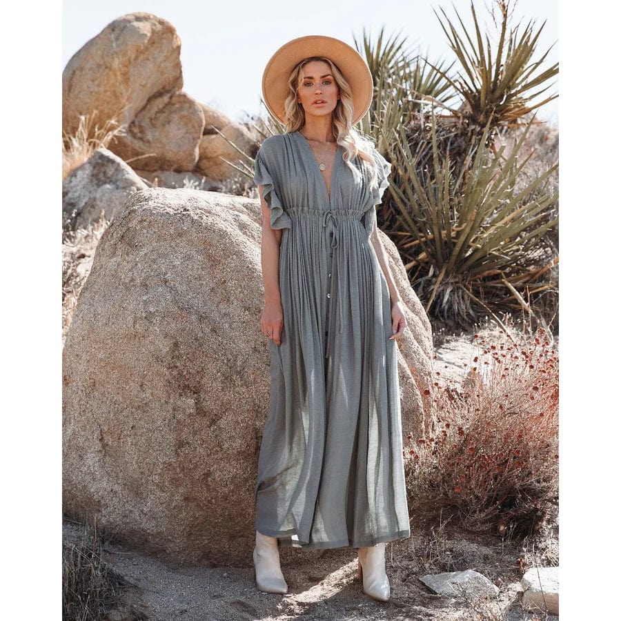 Sara™ | Abito maxi Ibiza verde/grigio