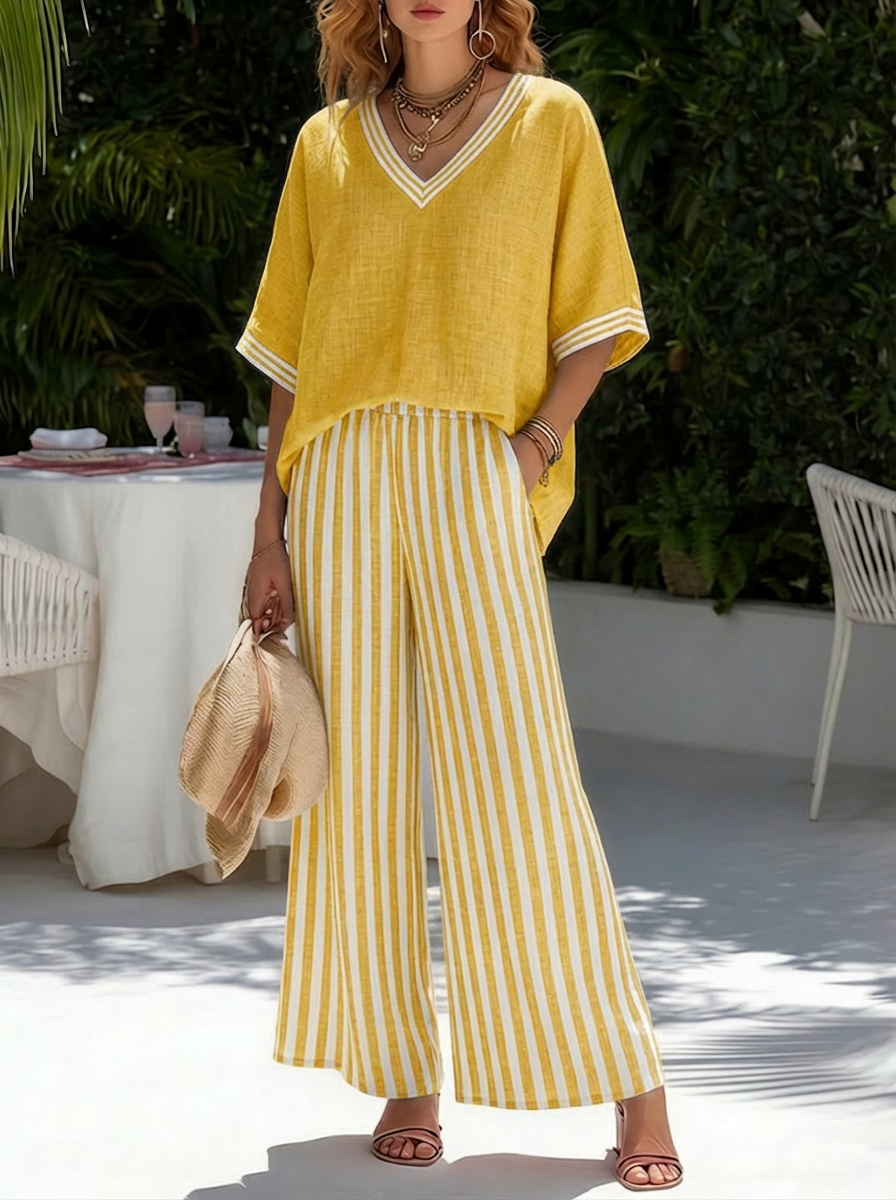 Alira - Completo a Righe in Lino