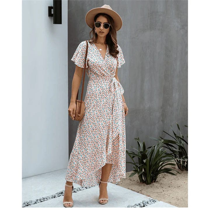 Myrthe™ | Abito rosa Ibiza con stampa