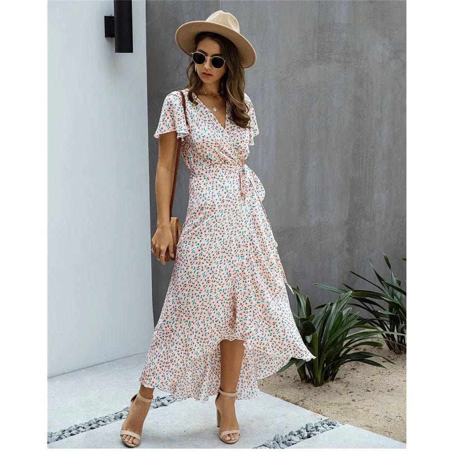 Myrthe™ | Abito rosa Ibiza con stampa