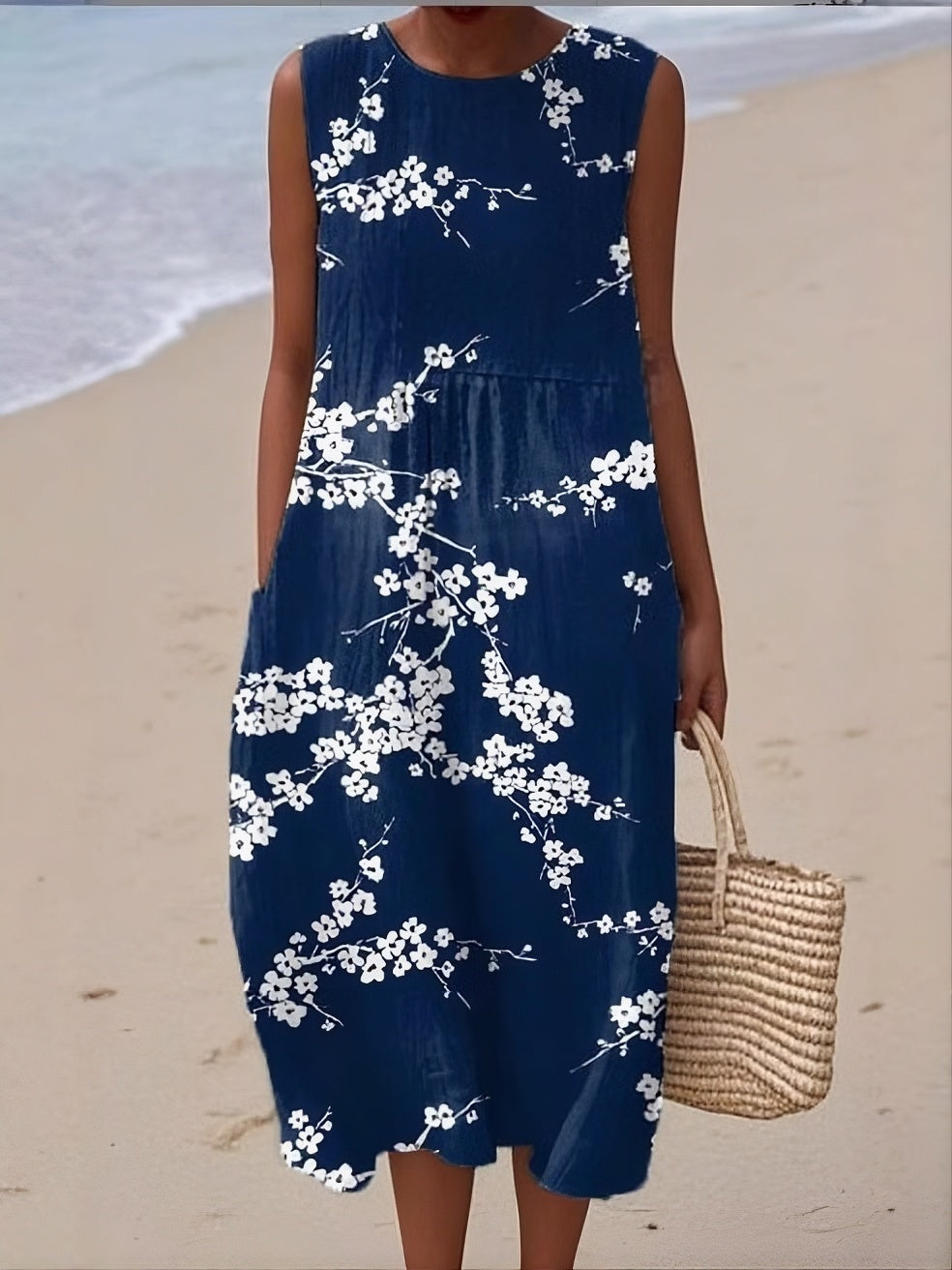 Flavia | Abito Floreale Blu Scuro