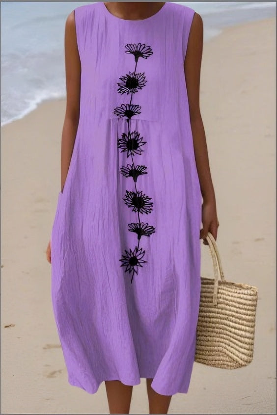 Flavia | Abito Viola con Stampa Floreale